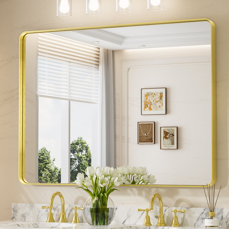 Miroir d'appoint Tyro, Doré, 48 po x 36 po, Rectangulaire