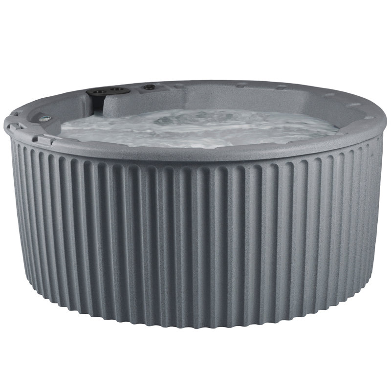 Gray Round 6-Person Polyethylene Hot Tub with 20 Jets