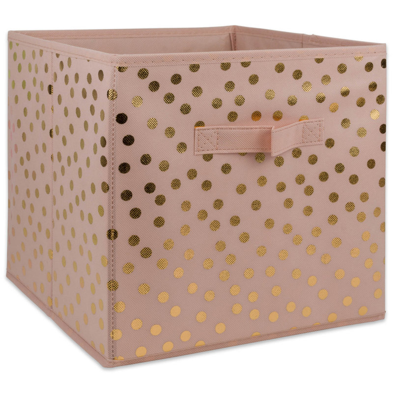 Trule Alverson Fabric Decorative Bin, Pink & Gold