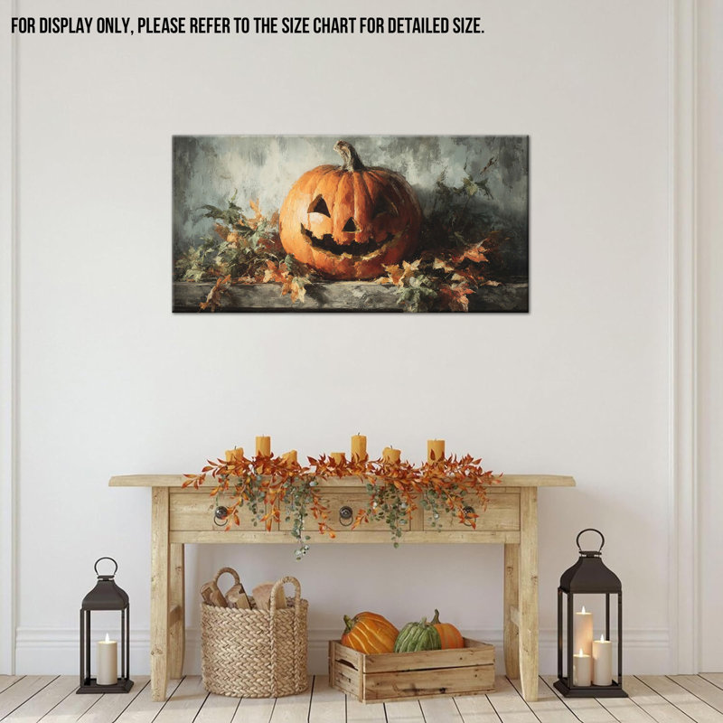 Grandes citrouilles, art mural d'automne, H 24 po x l 48 po