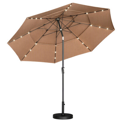 9FT Patio Market Umbrella with Crank and Tilt, Vented Polyester Canopy, Steel Ribs, Outdoor Sun Shade Umbrella