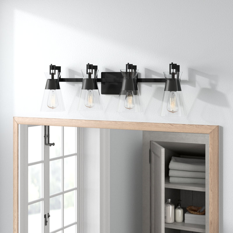 Kesia 2-Light Bathroom Vanity Light in Black, Black, 2 Lights, 9.5" H x 16" W x 16" D