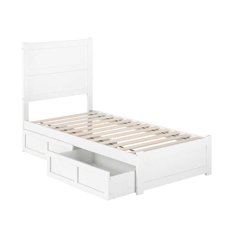 Ney Solid Wood Storage Bed, Twin, White, Yes