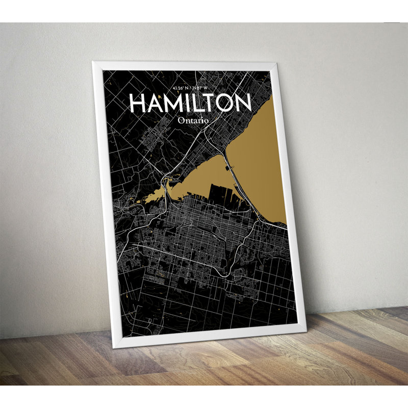 Hamilton City Map - No Frame Print, 43 cm H x 28 cm W