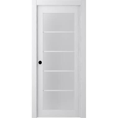 Palladio Active 10-Lite Frosted Glass Wood Composite Double Prehung French Door Belldinni Finish: Oak, Handing: Right, Size: 72 x 96