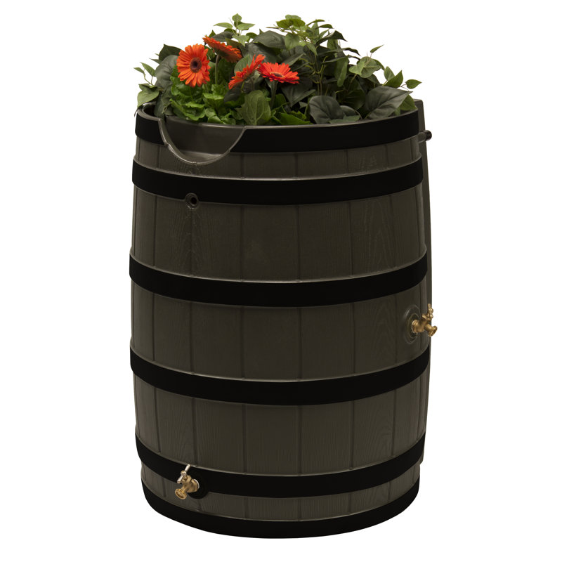 Good Ideas 65 Dual Overflow Rain Barrel, Oak