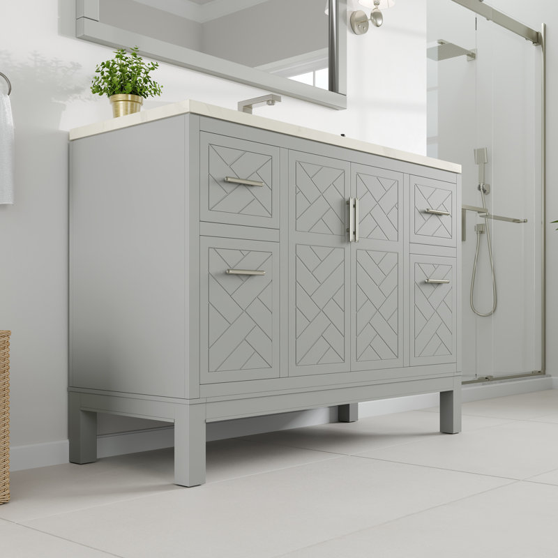 Cambridge Weddle 48 In. Single Sink Bath Vanity With Quartz Top And Undermount Porcelain Sink, White