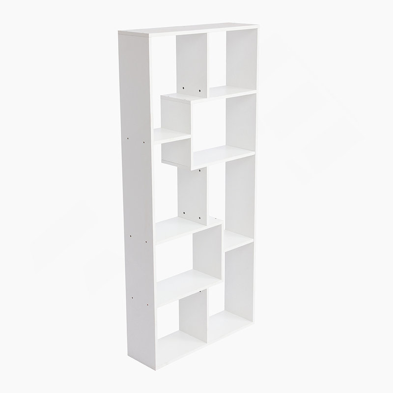 Bibliothèque et présentoir asymétrique à 5 niveaux, blanc, Blanc