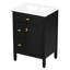 Meuble-lavabo noir 24 po avec lavabo, tiroir en bois massif et un tiroir rabattable, deux tiroirs, tablette réglable, poignées en métal doré, protection contre le débordement, conception peu encombrante, structure facile à nettoyer,
