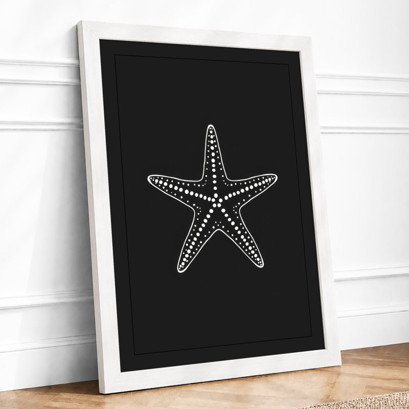 Luminous Starfish Coastal - Framed Print, A4 - 29.7 x 21.0 cm, White