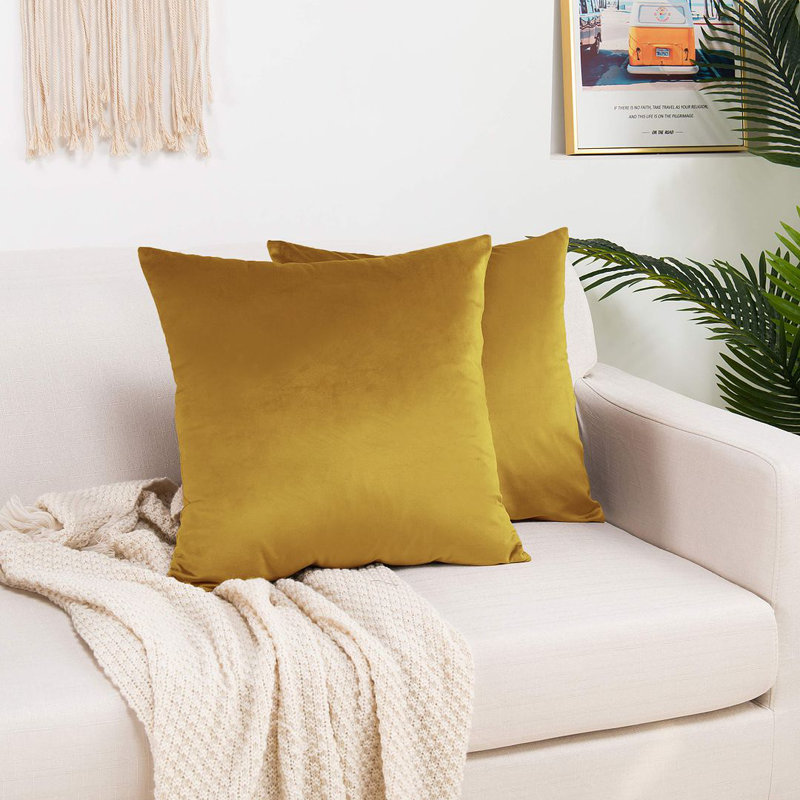 Shiny Velvet Pillow Cover, 12"H x 20"W, Rectangular, Marigold