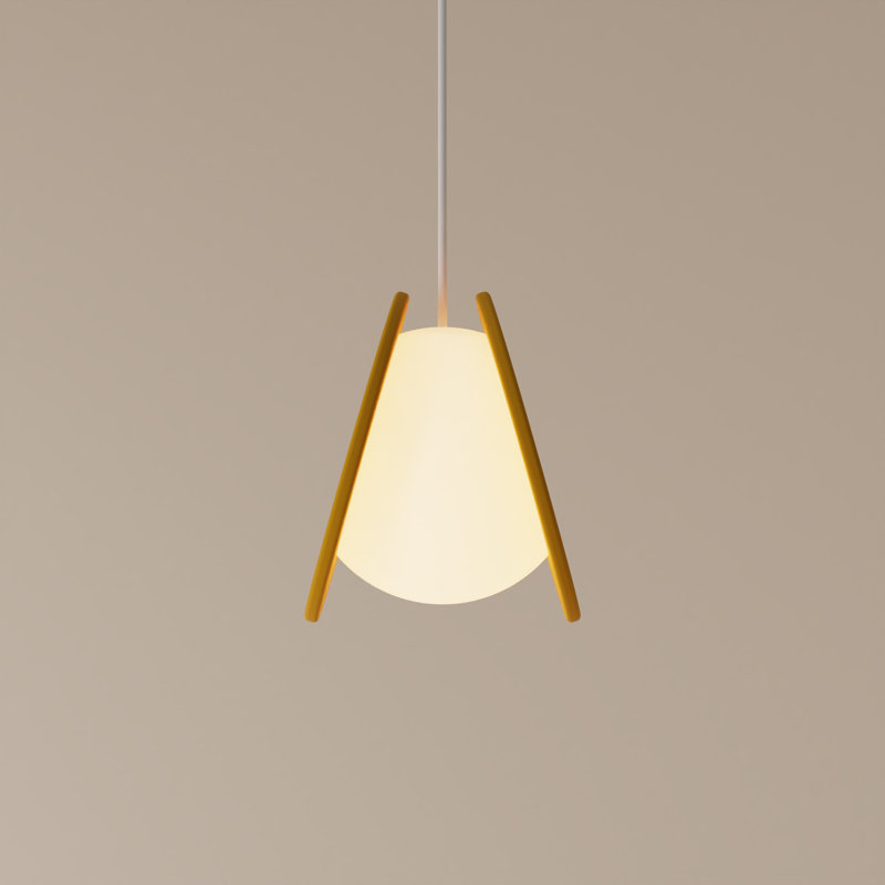 Pendulum Pendant Light, Mustard, White, 14" H x 9.69" W x 8.03" D