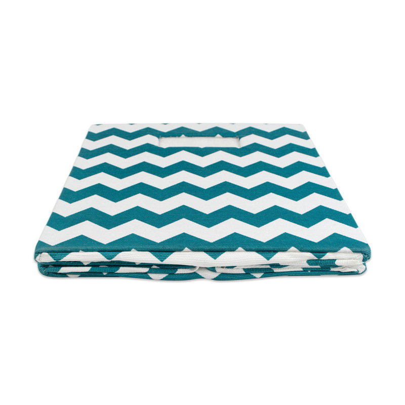 Ebern Designs Cube Fabric Decorative Bin, 11" H x 11" W x 11" D, Teal