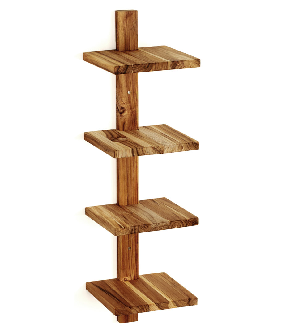 Loredana 4 Piece Teak Bracket Shelf with Reclaimed Wood Union Rustic