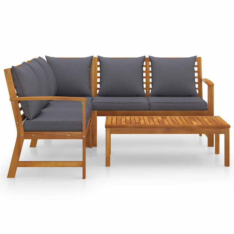 Ensemble de conversation de jardin 4 pièces en bois d'acacia massif