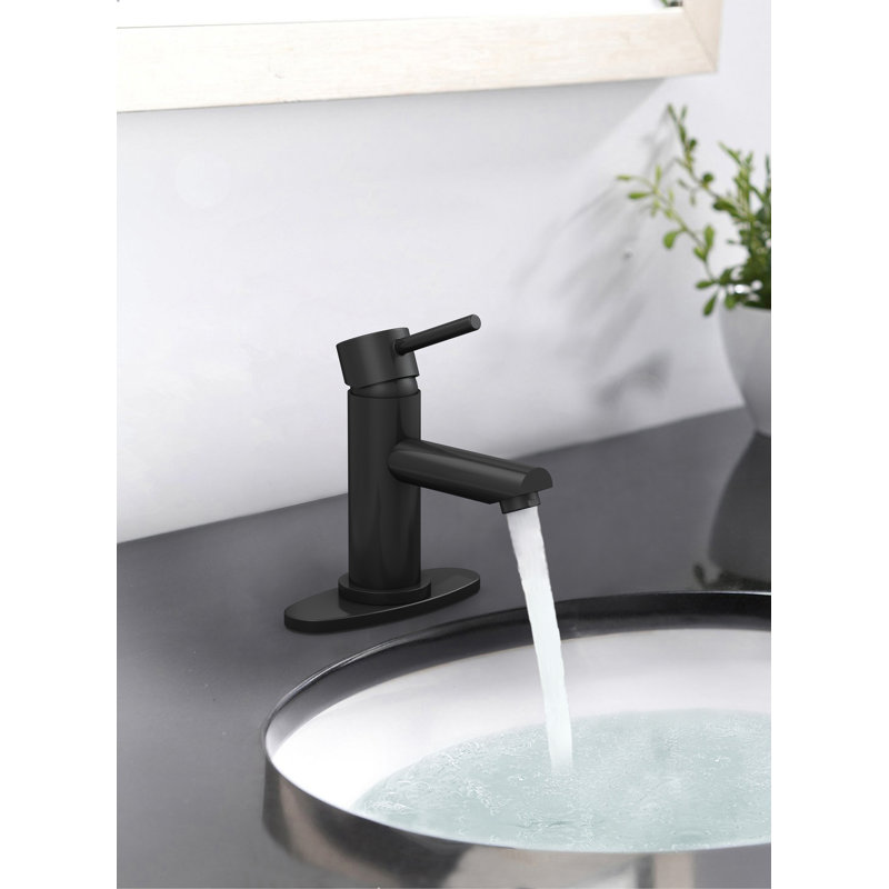 Single-handle Bathroom Faucet with Drain Assembly, Matte Black