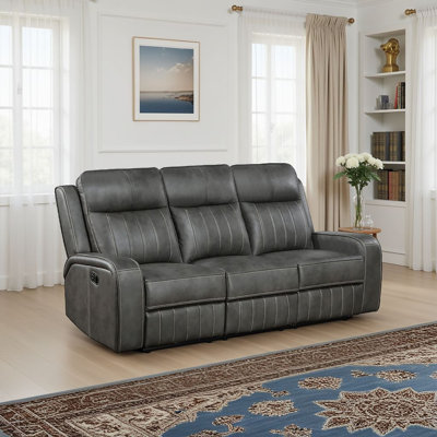 Gatik Upholstered Track Arm Motion Sofa Gray