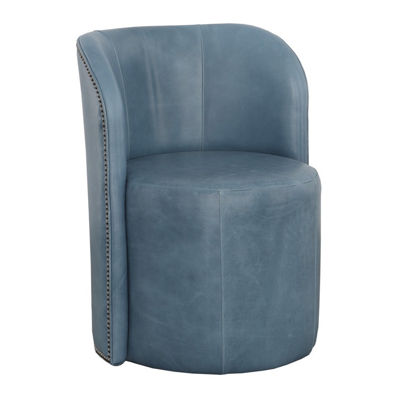 Socrates Leather Barrel Back Dining Chair, Casters, 1115 Saddle