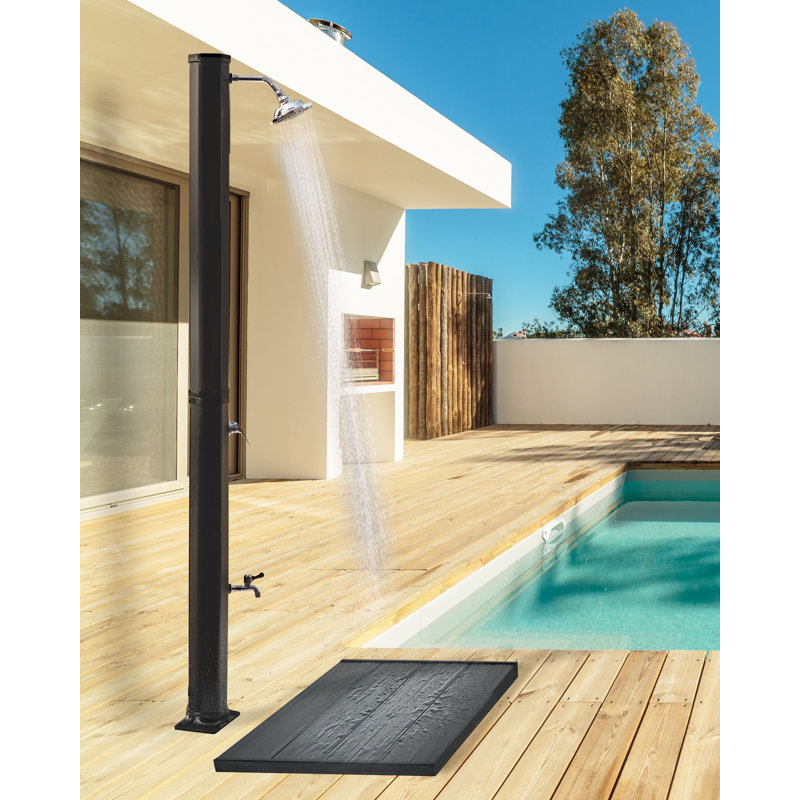 TOPOCALMA Solar Powered Temperature Controlled Stainless Steel Free Standing Outdoor Shower and Footwash Spout