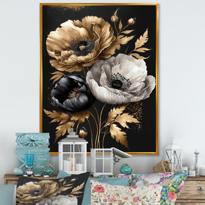 «Golden Gothic Floral Bouquet I», impression sur toile