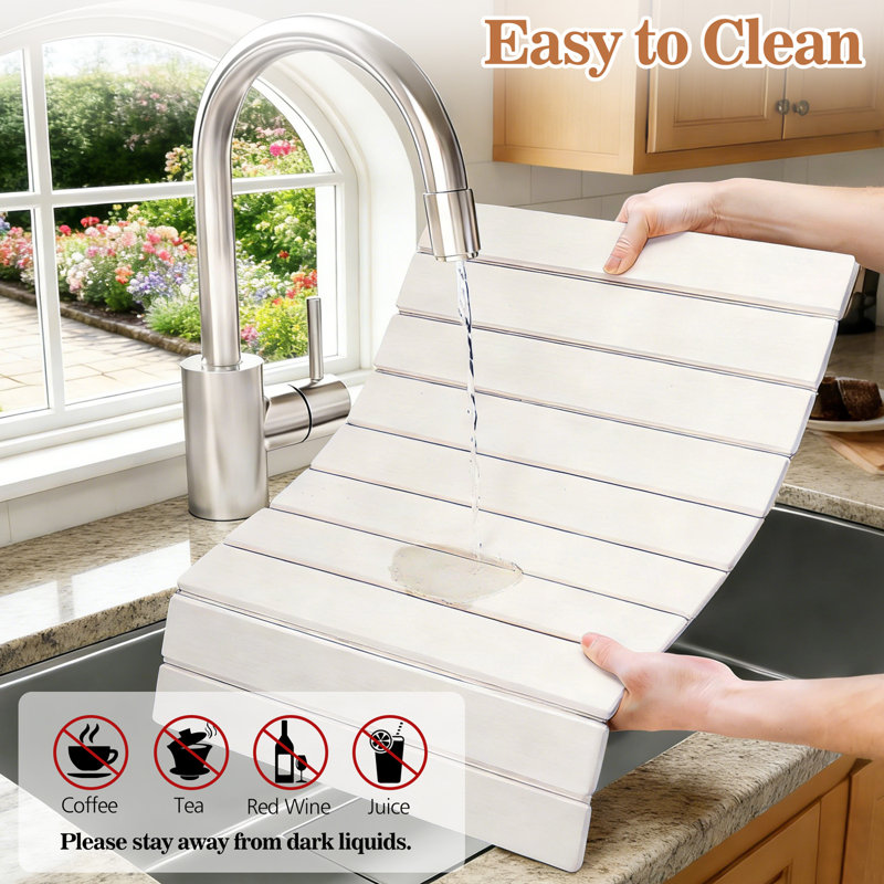 Tapis de séchage en pierre 15,85 "x 11,81" - Tapis de cuisine en pierre, pliable, Blanc