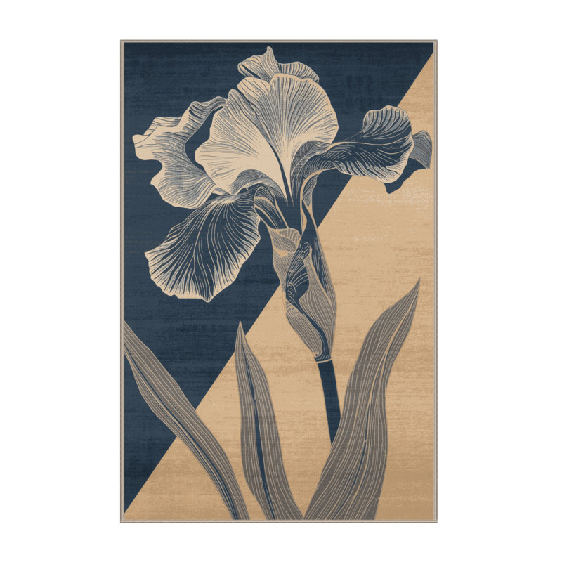 Machine Washable Ortmund Iris Classic Floral Rug in Brown – Beige Binding, 8x12