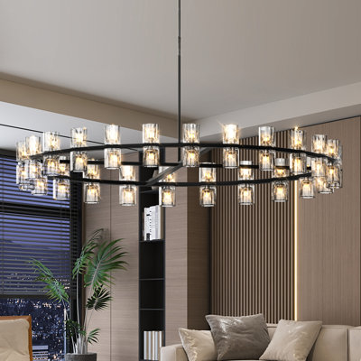 48 pouces en cristal pour la décoration intérieure, design noir luxueux, éclairage à DEL, plafonnier, câblé, 48 W 3, écoénergétique, distribution uniforme, blanc chaud 2700 K, salon et salle à manger design
