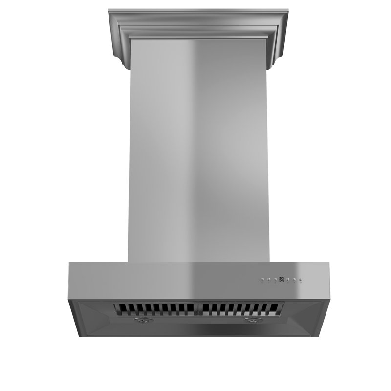 30" KECOM 500 CFM Convertible Wall Mount Range Hood in Brushed 430 Stainless Steel