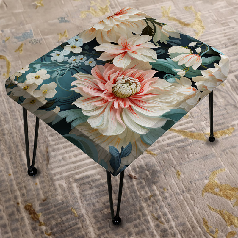 Pink And White Paisley Garden Dream - Damask Rectangle Ottoman