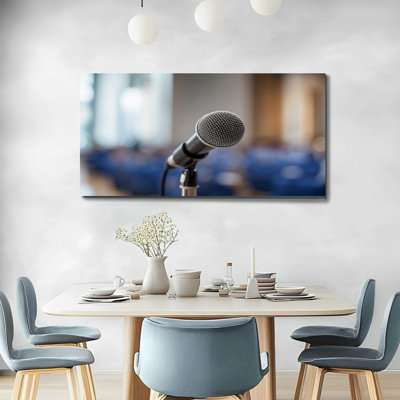 Canvas Wall Art Microphone voice speaker school lecture hall seminar meeting room Wall Decor for Living Room Bathroom Bedroom Office 20"H x 40"W Art Paintings, Ready to Hang