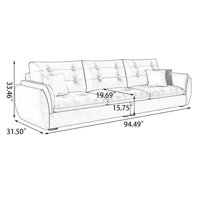 Canapé modulaire touffeté 94,49 po, Beige, 94.49"W*31.5"D*33.46"H
