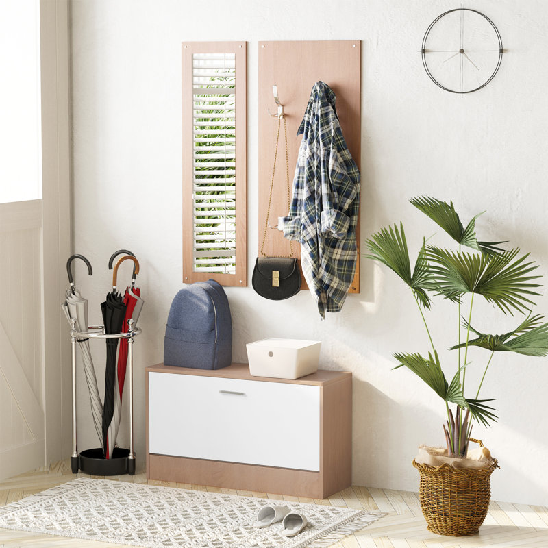 Hall Tree with Shoe Storage, Brown