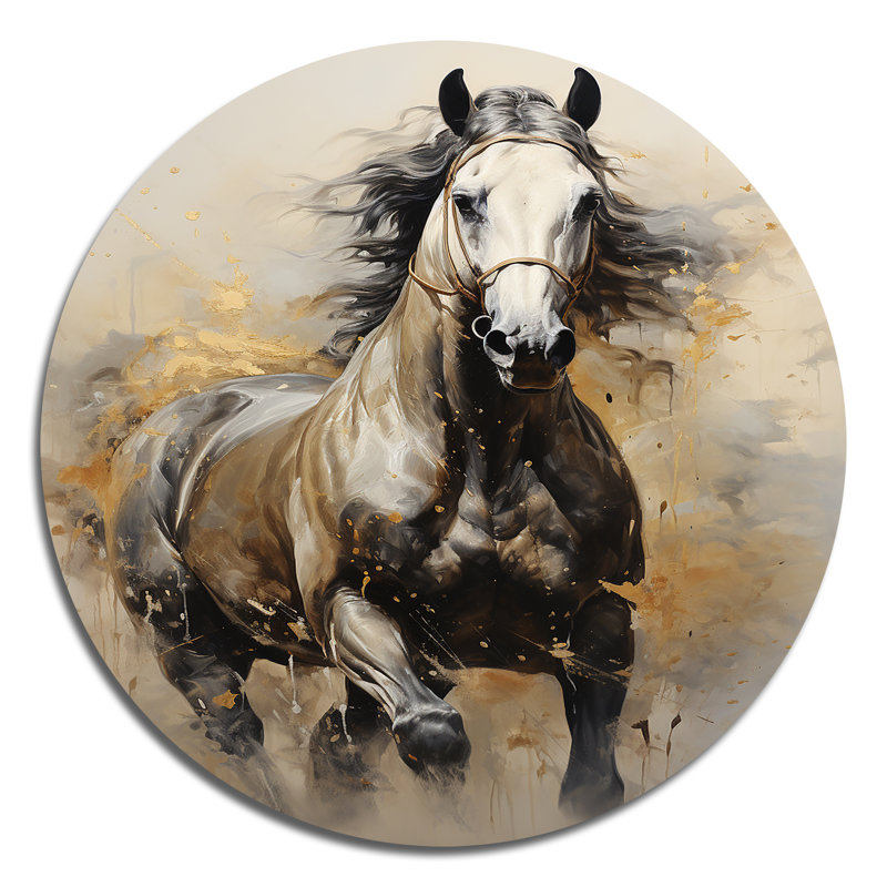 Manvitha - animaux, art rond en métal, H 36 po x l 36 po