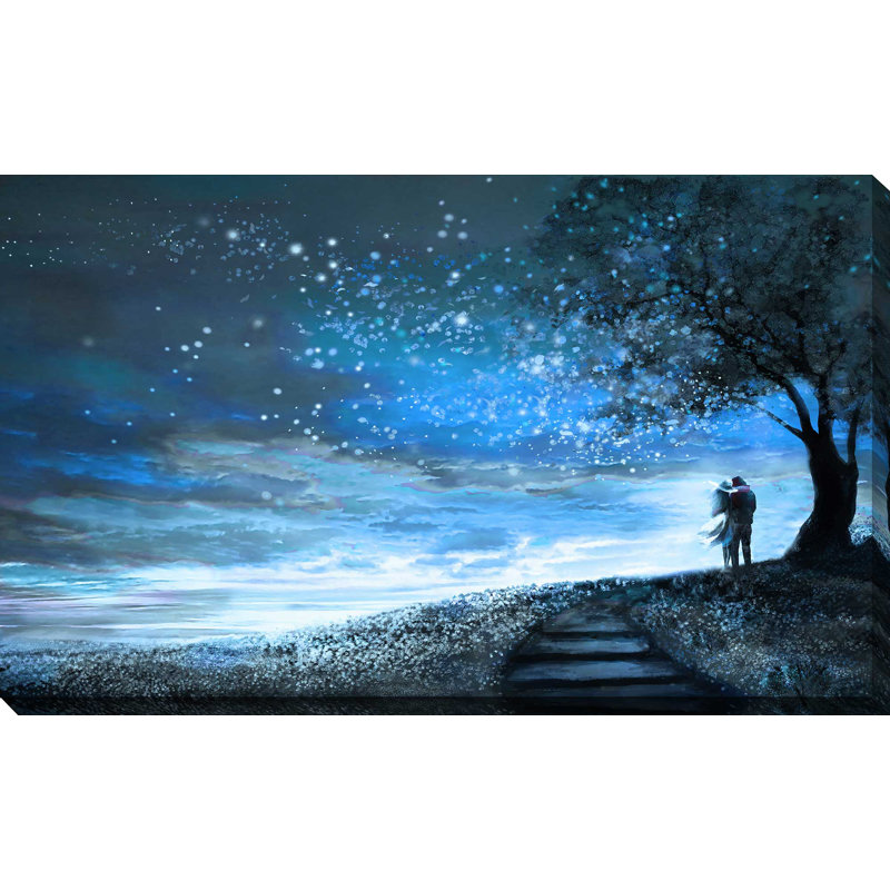 « starry night », reproduction de peinture à l’huile sur toile tendue, H 24 po x l 40 po x P 1,5 po