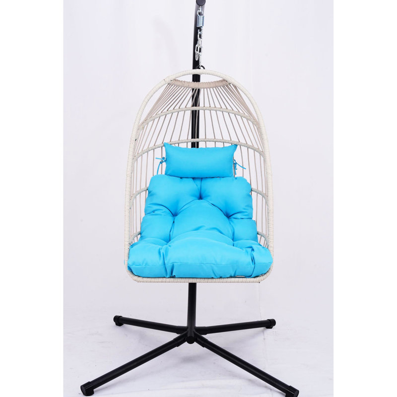 Fauteuil à œufs d'extérieur avec support - bleu, assise spacieuse, ajout de patio élégant surdimensionné, sièges, Blue