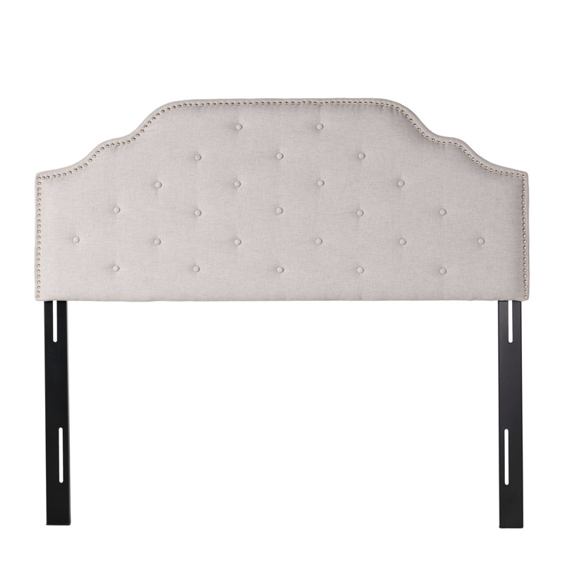 Button Headboard In Grey - Queen & Full Sized For Modern Bedroom Look Diamond Stitch And Elegant Nailhead Accents Fabric Upholstered Assembly Required Contemporary Luxury