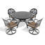 Ensemble de salle à manger 7 pièces en fonte d'aluminium toutes saisons, comprenant 6 chaises pivotantes et une table ronde de 47,24 po-1497417876