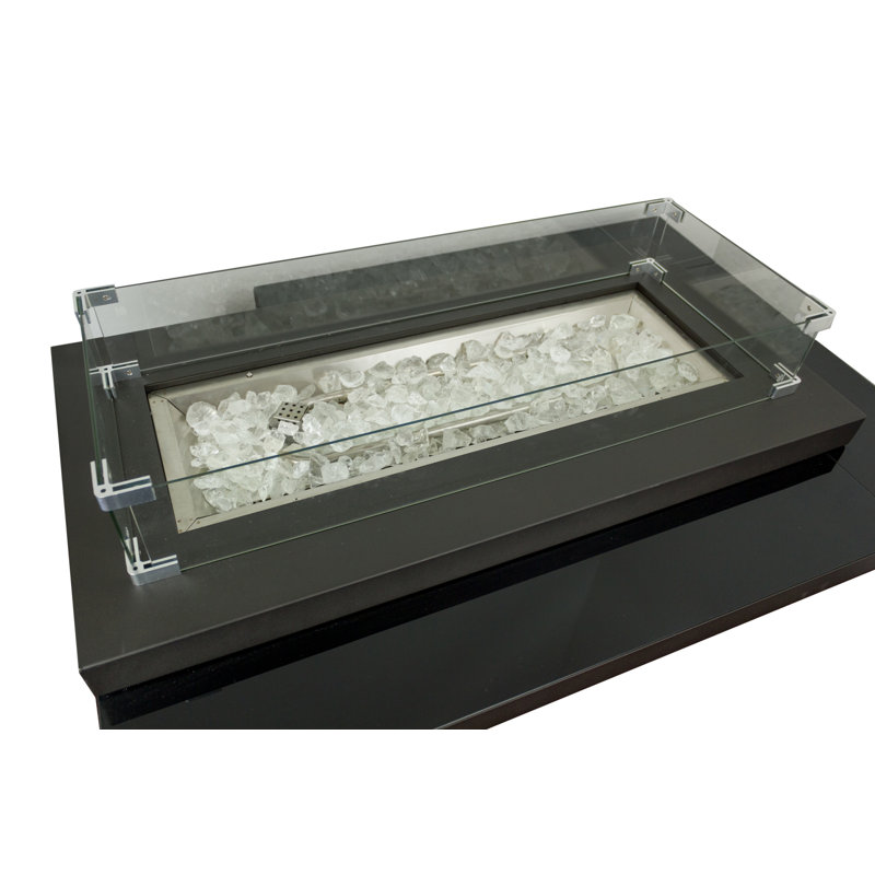 Black Steel Two-Tiered Gas Fire Pit Table