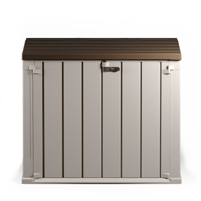 Forest Garden 130cm W 842L Water Resistant Plastic Lockable Deck Box in Beige/Brown