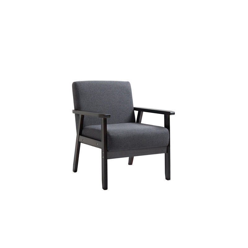 Canapé en lin gris de 70 po Bahamas et 2 chaises avec 2 coussins décoratifs, 2, Gris foncé, Noir