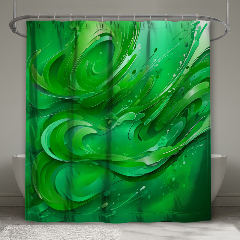 Rideaux de douche Green Swirling Waves, L 70 po x H 93 po