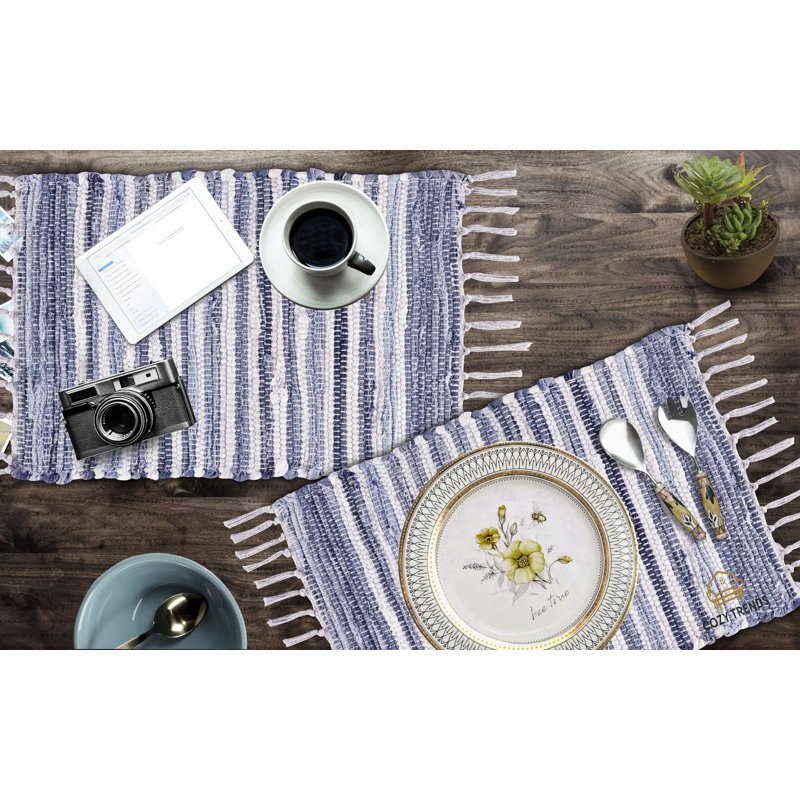 Cotton No Pattern Rectangle Placemat, Blue