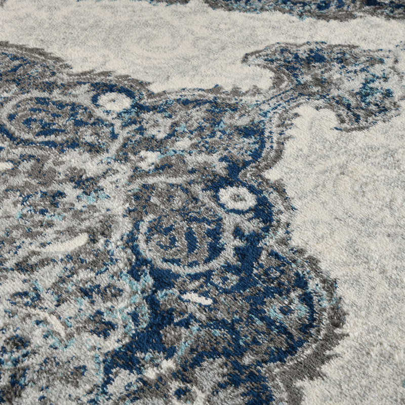 Honig Oriental Indoor Performance Navy Area Rug, Rectangle 4' x 6'