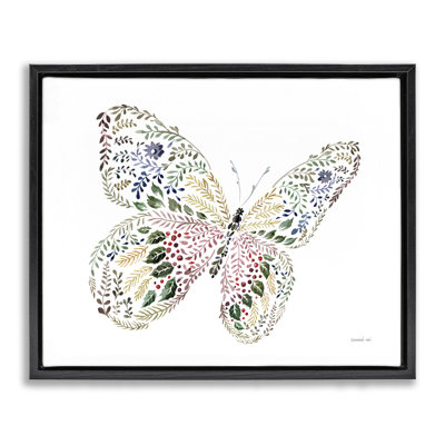 Art floral sur toile flottant, "Floral Nature Butterfly" par Danhui Nai