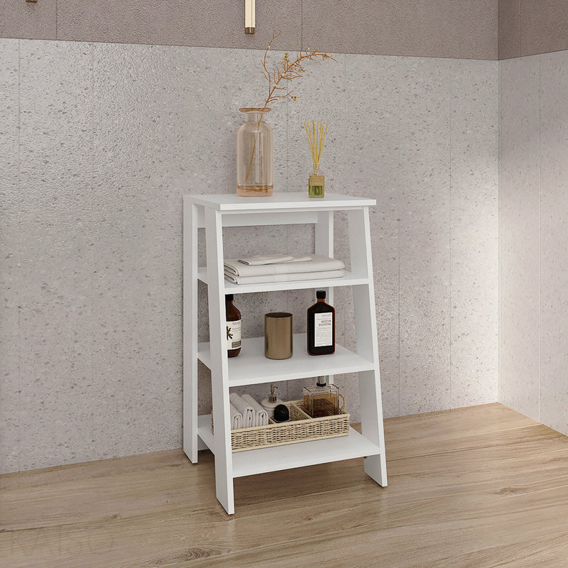 Rangement en échelle 30 po à 4 niveaux pour salle de bain, table d'appoint et salon en blanc