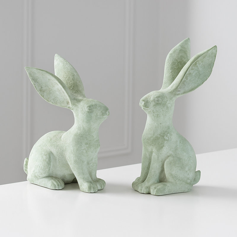 Long Ear Rabbit Figurine, 11.55" H x 5.45" W x 4" D, Green