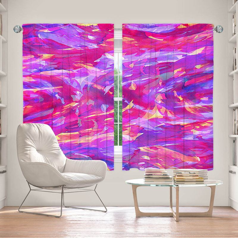 Room Darkening Curtain Pair, Peach/Purple/Fuchsia, 56" W x 78" L