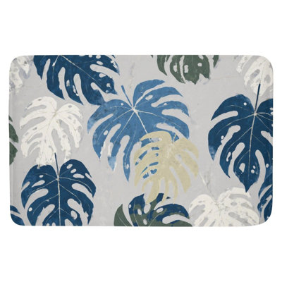 Tropical Monstera Leaf Pattern Bath Rug, 16 X 24 Inch