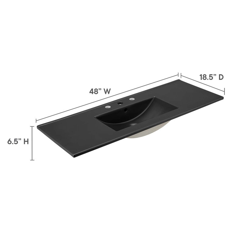 Lavabo de salle de bain à simple cuve 48 "Modway Cayman, Noir
