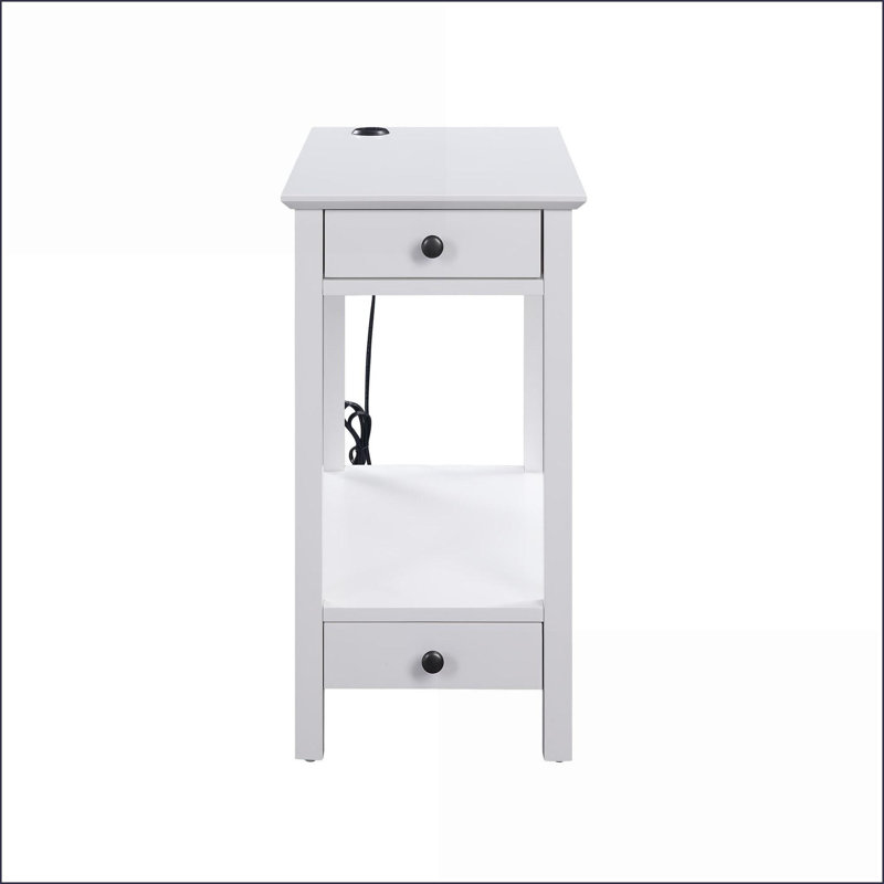 Table basse blanche en bois avec chargeur USB et amp; Compartiments de rangement - Parfait pour l'organisation du salon